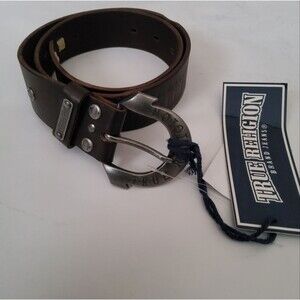 True Religion Jeans Brown Leather Embroidered Western Belt 22' NWT